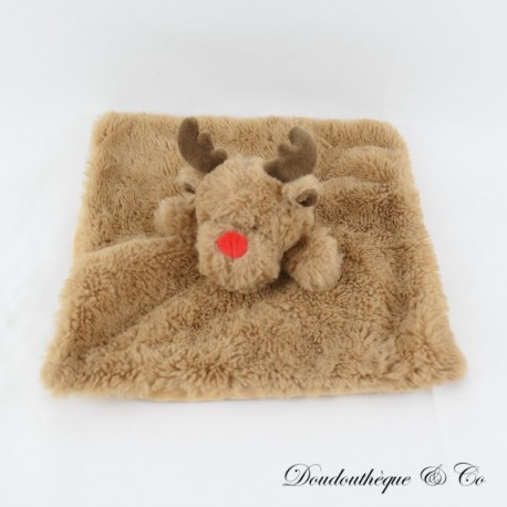 Flaches Kuscheltier Hirsch TEX CARREFOUR braun Langhaar rote Nase 25 cm Flaches Kuscheltier Hirsch TEX CARREFOUR braun Langhaar rote Nase 25 cm