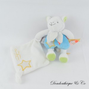 Lamm Taschentuch Kuscheltier DOUDOU ET COMPAGNIE Leuchten blau grün Magic DC3026 20 cm