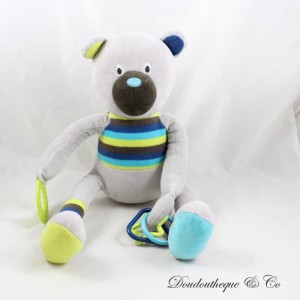 Plüschbär ORCHESTRA Prémaman grau gestreift braun grün blau Ringe 40 cm