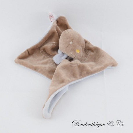 Flaches Kuscheltier taupe BENGY Schal blaubraun und blau 30 cm Flaches Kuscheltier taupe BENGY Schal blaubraun und blau 30 cm