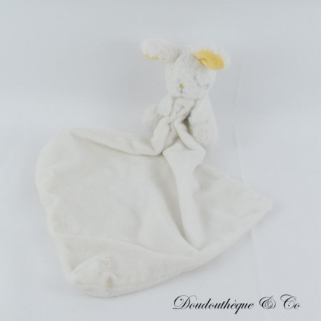 Doudou mouchoir lapin SERGENT MAJOR Mon premier Major blanc, jaune et gris 35 cm Doudou mouchoir lapin SERGENT MAJOR Mon premier Major blanc, jaune et gris 35 cm