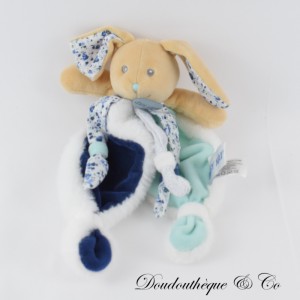 Kaninchen Flachdecke BABY NAT' Poupi blau und weiß BN0543 26 cm