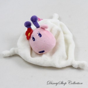 ORCHESTRA Schnecke flaches Kuscheltier weiß rosa mauve 3 geknotete Ecken 17 cm