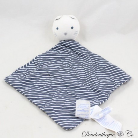 Flache Katzendecke OBAIBI raute gestreift blau weiß grau Baumwolle 30 cm Flache Katzendecke OBAIBI raute gestreift blau weiß grau Baumwolle 30 cm