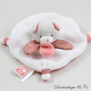 Flaches Kuscheltier Katze DOUDOU ET COMPAGNIE Meli Melo Blütenblätter weiß puderrosa 16 cm