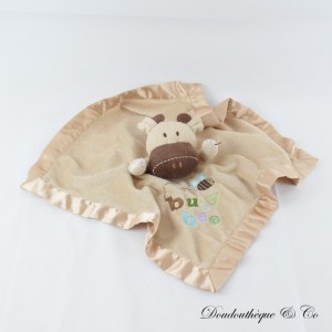 Peluche plano jirafa CIRCO "Busy bee" beige marrón raso bordes 37 cm