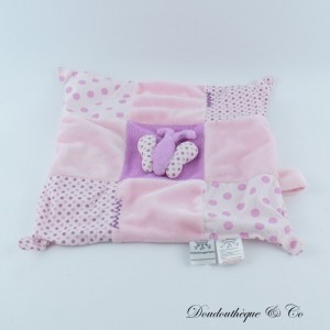 LES CHATOUNETS rosa Polka Dot Schmetterling flaches Kuscheltier 26 cm