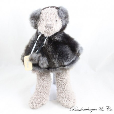 Oscar J-LINE Jline Bär Grauer Pelzumhang mit Ohrpolster, 32 cm Oscar J-LINE Jline Bär Grauer Pelzumhang mit Ohrpolster, 32 cm