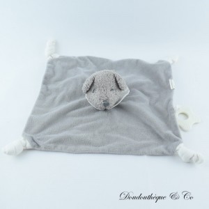 Flaches Bären-Kuscheltier MATHILDE M grau weiß geblümter Beißring 25 cm