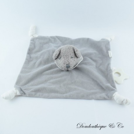 Flaches Bären-Kuscheltier MATHILDE M grau weiß geblümter Beißring 25 cm Flaches Bären-Kuscheltier MATHILDE M grau weiß geblümter Beißring 25 cm