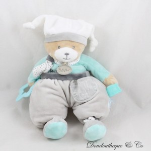 Teddybär BABY NAT' Duffel grau blau Glöckchen 30 cm