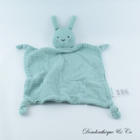 Flaches Kaninchen Kuscheltier VERTBAUDET grünes Pucktuch quadratisch 4 geknotete Ecken 36 cm Flaches Kaninchen Kuscheltier VERTBAUDET grünes Pucktuch quadratisch 4 geknotete Ecken 36 cm