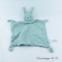 Flaches Kaninchen Kuscheltier VERTBAUDET grünes Pucktuch quadratisch 4 geknotete Ecken 36 cm