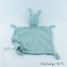 Flaches Kaninchen Kuscheltier VERTBAUDET grünes Pucktuch quadratisch 4 geknotete Ecken 36 cm