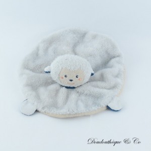 Rundes Schaf SUCRE graues Schaf Kuscheltier mit blauem Schal 21 cm