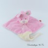 Flaches Kuscheltier Hase TEX Schnullerclip in rosa und beige Carrefour 35 cm