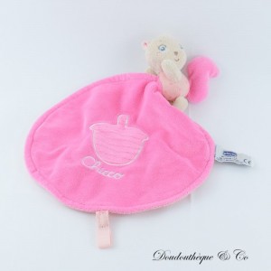 CHICCO rundes rosa und beiges Eichhörnchen Kuscheltier Schnullerclip 26 cm