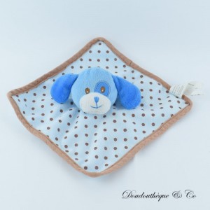 DOLLARAMA Blaubraune Polka Dot Flachdecke mit blauer Rassel 20 cm