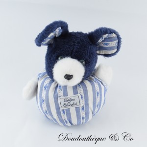 Gefüllter Mausball TARTINE ET CHOCOLAT blau weiß Streifen gepolstert Vintage 18 cm