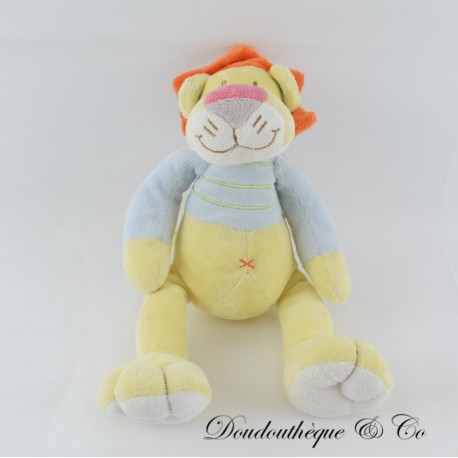 Peluche lion MOTS D'ENFANTS orange jaune ventre croix 27 cm Peluche lion MOTS D'ENFANTS orange jaune ventre croix 27 cm