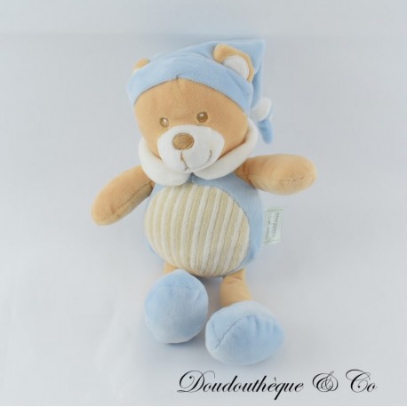 MES PETITS CAILLOUX Cmp Bär Plüsch Blau und Beige 25 cm MES PETITS CAILLOUX Cmp Bär Plüsch Blau und Beige 25 cm