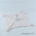 Flaches Kaninchen Kuscheltier CADET ROUSSELLE weiß rosa Stickerei 27 cm