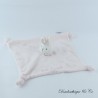 Flaches Kaninchen Kuscheltier CADET ROUSSELLE weiß rosa Stickerei 27 cm