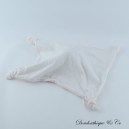 Flaches Kaninchen Kuscheltier CADET ROUSSELLE weiß rosa Stickerei 27 cm
