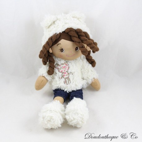 LUVY muñeca de trapo mixta trenzas marrones vaqueros abrigo de piel 39 cm LUVY muñeca de trapo mixta trenzas marrones vaqueros abrigo de piel 39 cm