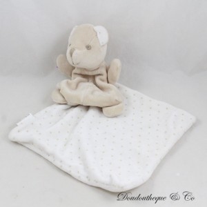 CADES beige weiß Polka Dot Bär Einstecktuch Kuscheltier 31 cm