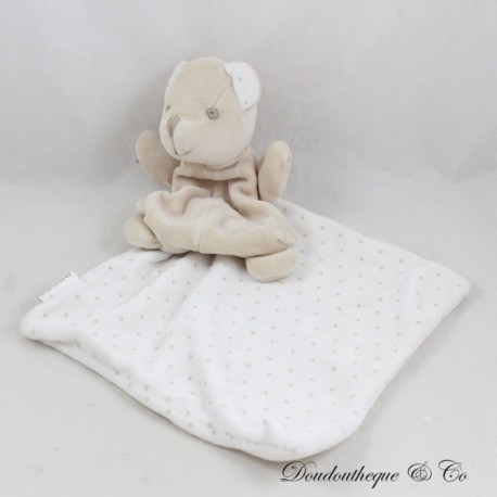 CADES beige weiß Polka Dot Bär Einstecktuch Kuscheltier 31 cm CADES beige weiß Polka Dot Bär Einstecktuch Kuscheltier 31 cm