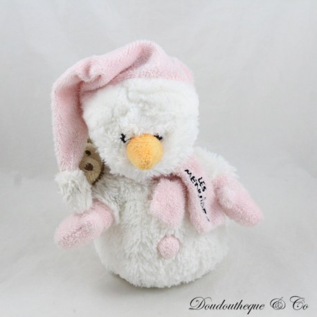 Schneemann Souvenir Plüsch LA CARTEPOSTALLERIE Les Menuires Skigebiet rosa weiß 24 cm Schneemann Souvenir Plüsch LA CARTEPOSTALLERIE Les Menuires Skigebiet rosa weiß 24 cm