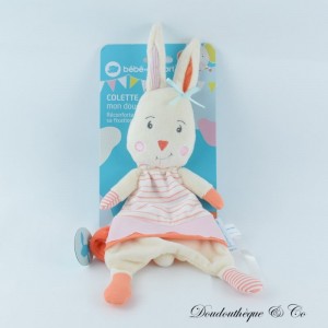 Colette Rabbit Baby Comfort Comfort Schnullerclip Pink Beige und Orange 33 cm NEU