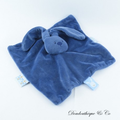 NATTOU Lapidou dunkelblaues quadratisches Kaninchen flaches Kuscheltier 25 cm
