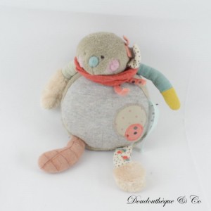 MOULIN ROTY Maus Kuscheltier Les jolis trop beaux gris et rose 21 cm