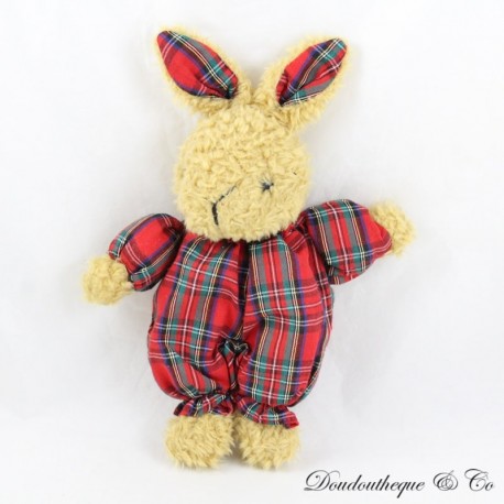 IKEA Ljuvug brown vintage red and green checked rabbit plush toy 22 cm IKEA Ljuvug brown vintage red and green checked rabbit plush toy 22 cm