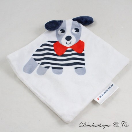 AIR FRANCE flaches Hundekuscheltier blau weiß rot Samt Diamant 23 cm AIR FRANCE flaches Hundekuscheltier blau weiß rot Samt Diamant 23 cm