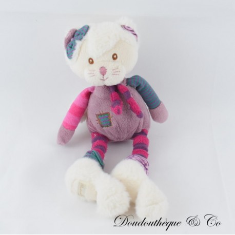 BUKOWSKI Patchwork Mauve und Weiß Lila Schal Katze Plüsch 24 cm BUKOWSKI Patchwork Mauve und Weiß Lila Schal Katze Plüsch 24 cm