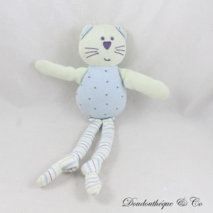 Katzenkuscheltier BOUT'CHOU Monoprix blau grün sterne Streifen 30 cmcm