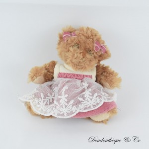 Teddybär BUKOWSKI Little Ninka rosa weißes Spitzenkleid 15 cm