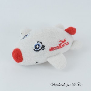 AIR MAURITIUS weißes und rotes Flugzeugplüschtier 13 cm