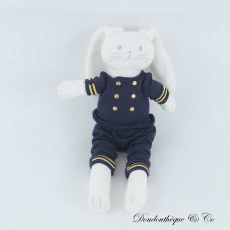 Seekaninchen Kuscheltier PETIT BATEAU Outfit Boot Kapitän blau weiß 25 cm Seekaninchen Kuscheltier PETIT BATEAU Outfit Boot Kapitän blau weiß 25 cm