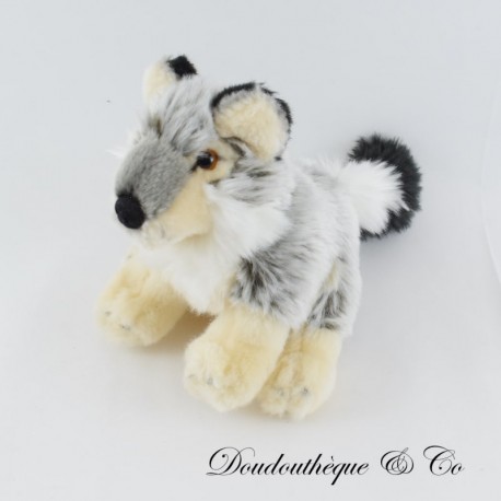 Grau-weißes sitzendes Wolf Kuscheltier NATURE PLANET 13 cm Grau-weißes sitzendes Wolf Kuscheltier NATURE PLANET 13 cm