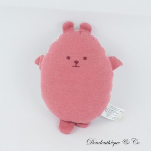 Peluche bola de conejo OBAIBI imitación Tela Jouy romántico rosa y blanco 18 cm