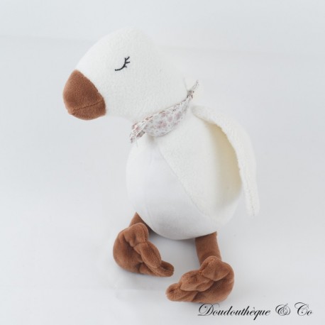 Goose plush ATMOSPHERA white and brown duck floral scarf 36 cm Goose plush ATMOSPHERA white and brown duck floral scarf 36 cm