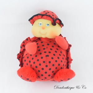 Vintage AJENA Marienkäfer Glühwürmchen Plüschball Rot schwarz Tupfen im Dunkeln leuchtend 30 cm