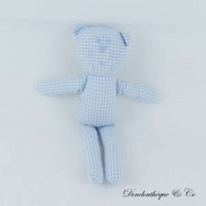 BOUT'CHOU Monoprix Katzenplüschtier mit blau-weißen Karos 29 cm