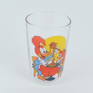 Woody Woodpecker Glass Neffe und Nichte Astkopf und Splitter essen Pasta 1990 15 cm