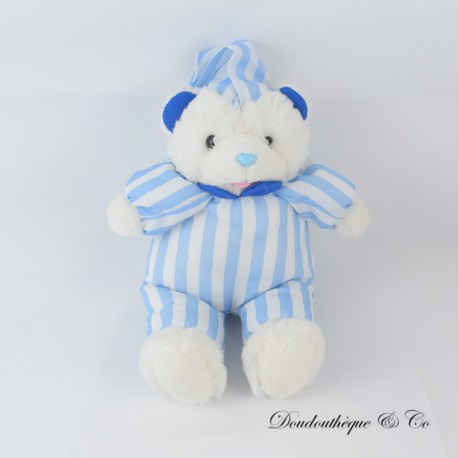 SIPLEC Bär Plüsch Blau und Weiß Streifen Vintage 29 cm SIPLEC Bär Plüsch Blau und Weiß Streifen Vintage 29 cm