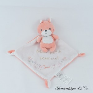 Kuscheltier Flaches Einstecktuch KINDERWORTE Mein kleines Eichhörnchen Cape Weiß Rosa Lachs 34 cm